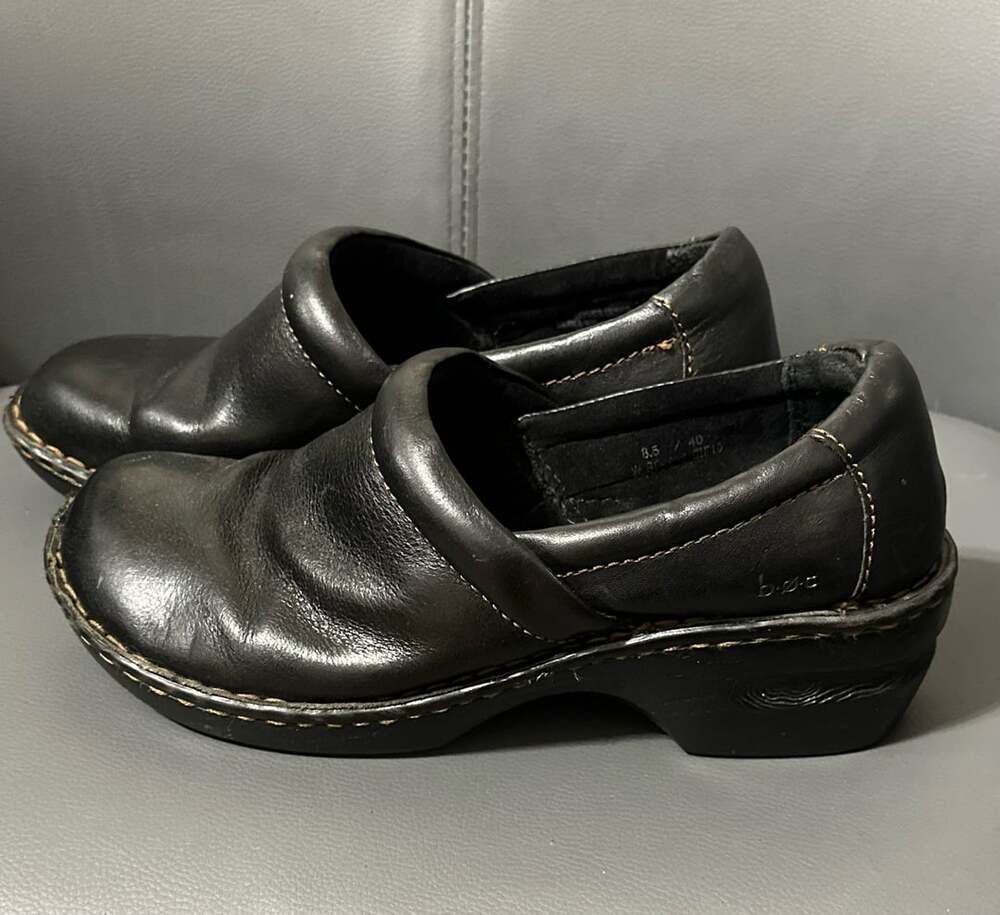 B.O.C. Born Concept Peggy Black Leather Clog Women's Size 8.5 / 40